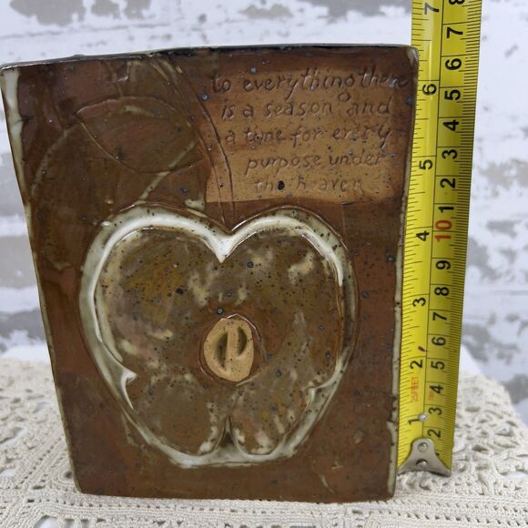 Vtg 70’s Art Pottery Paper Bag Vase To Everything There Is A Season Teacher Gift - Picture 8 of 11